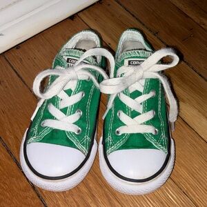 Converse Kids Green Canvas Low-Top Sneakers with White Laces